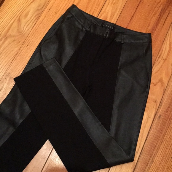 Black leather sides high-waisted pants - Picture 1 of 4